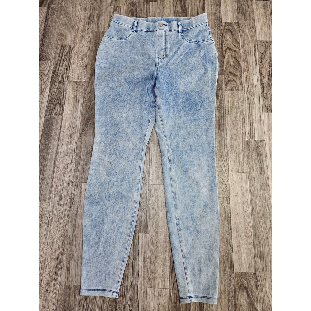 Time and Tru Jeggings Women L (12-14) Light Blue Acid Wash Stretch Pull On Denim